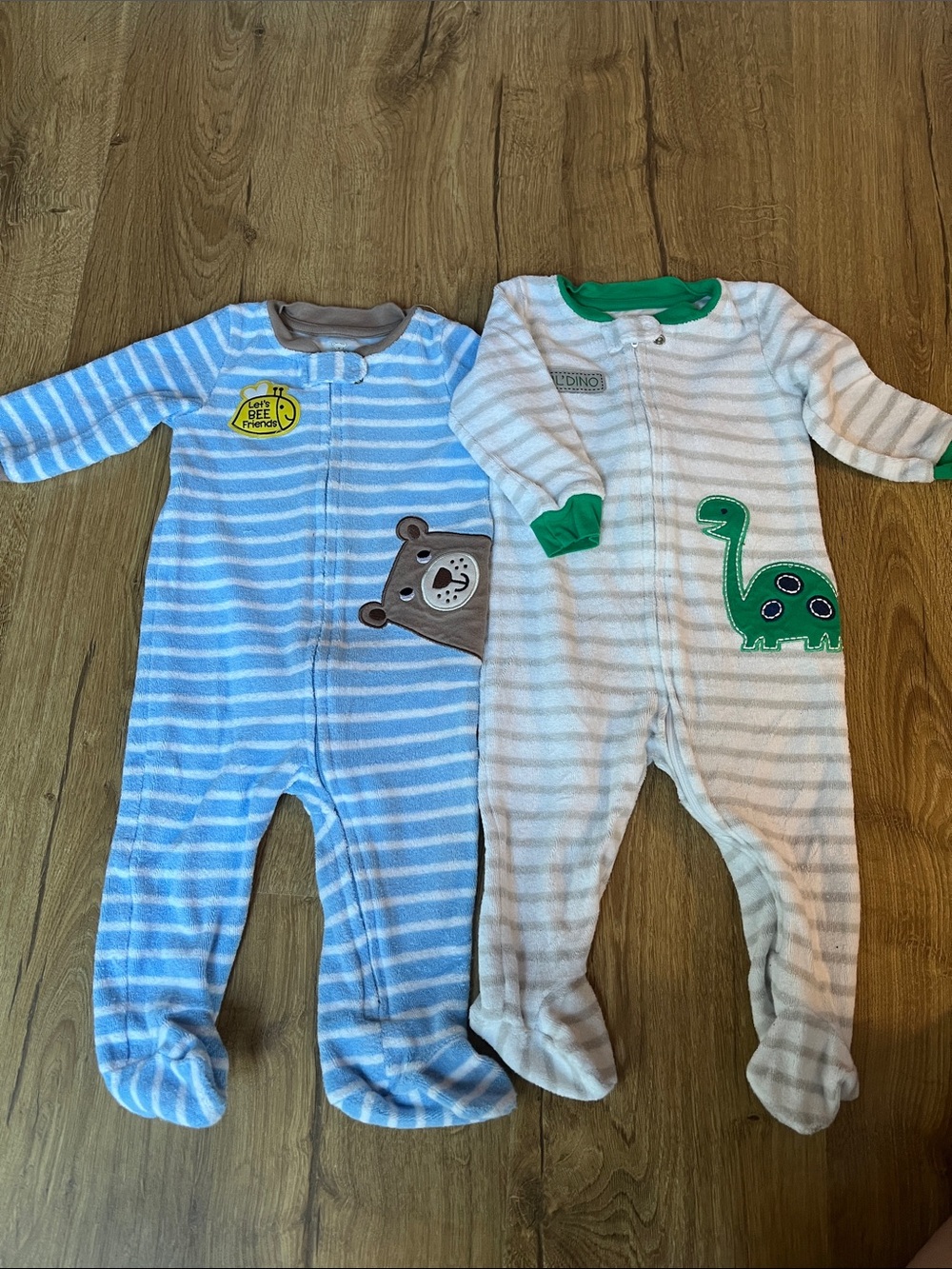 Koalababy 6-9m Striped One-Piece Sleepers in Blue and White